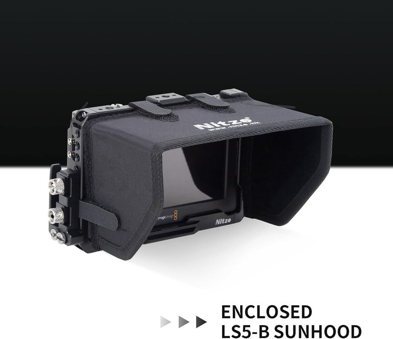 Nitze Cage Kit for Blackmagic Video Assist 5" 12G / 3G, with Sunhood, HDMI and USB-C Cable Clamps - JT-B01B - Image 5